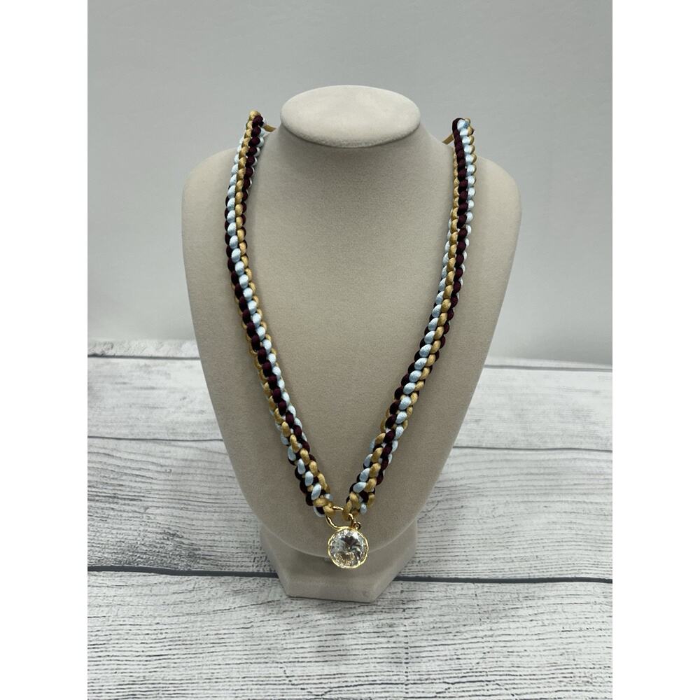 Forte Forte Jewel Crocheted Choker Necklace Multi Colored Clear Stone New In Box